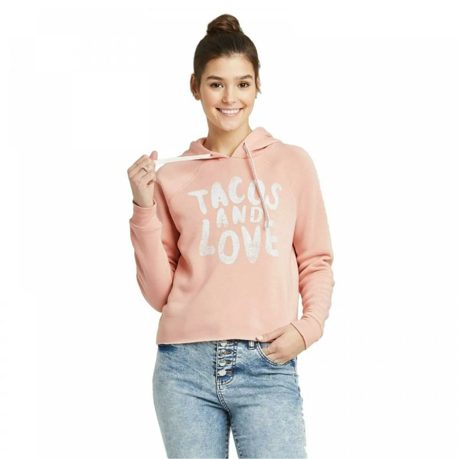 Grayson/Threads Women's Tacos And Love Cropped Hoodie Sweatshirt.