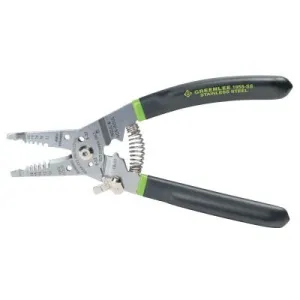 Greenlee® Pro Stainless Wire Stripper/Cutter/Crimper, 10-20 AWG, 6-32/8-32 Bolts, Curved, 1955-SS