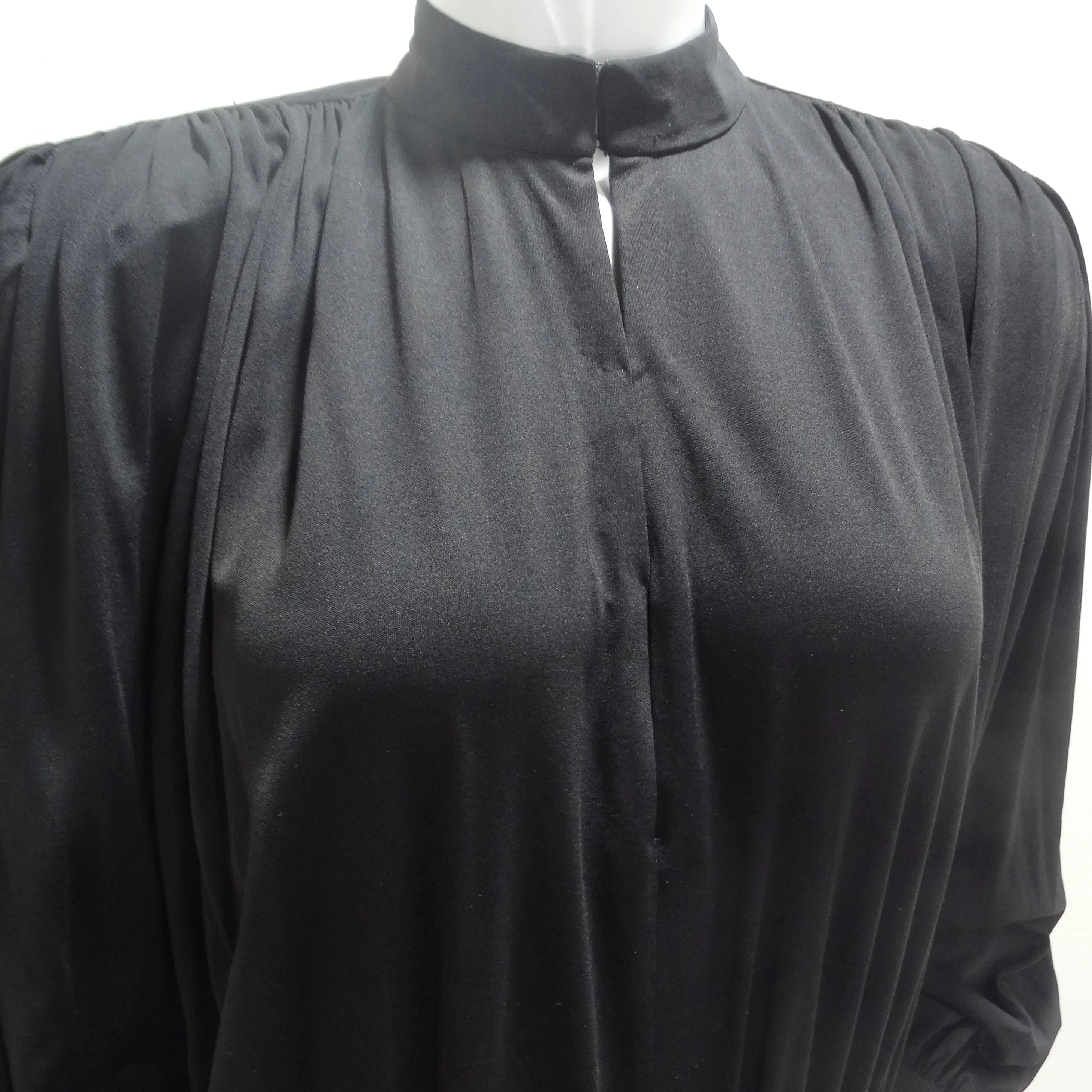 Gucci 1980s Black Silk Long Sleeve Gown