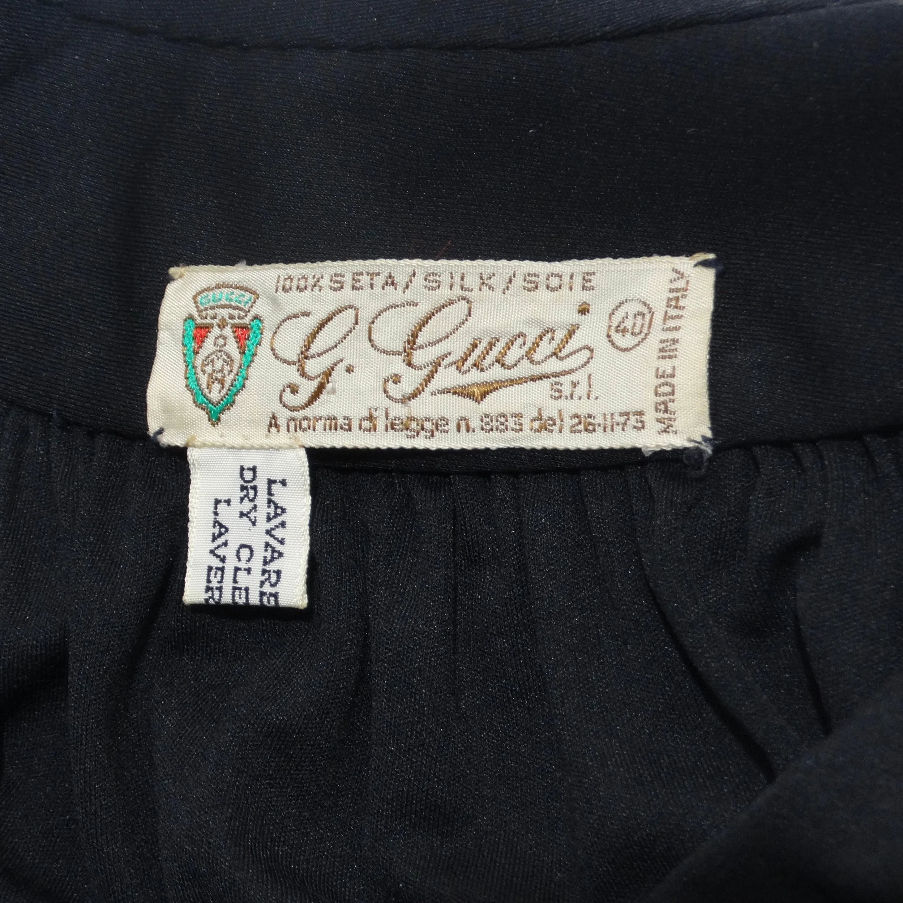 Gucci 1980s Black Silk Long Sleeve Gown