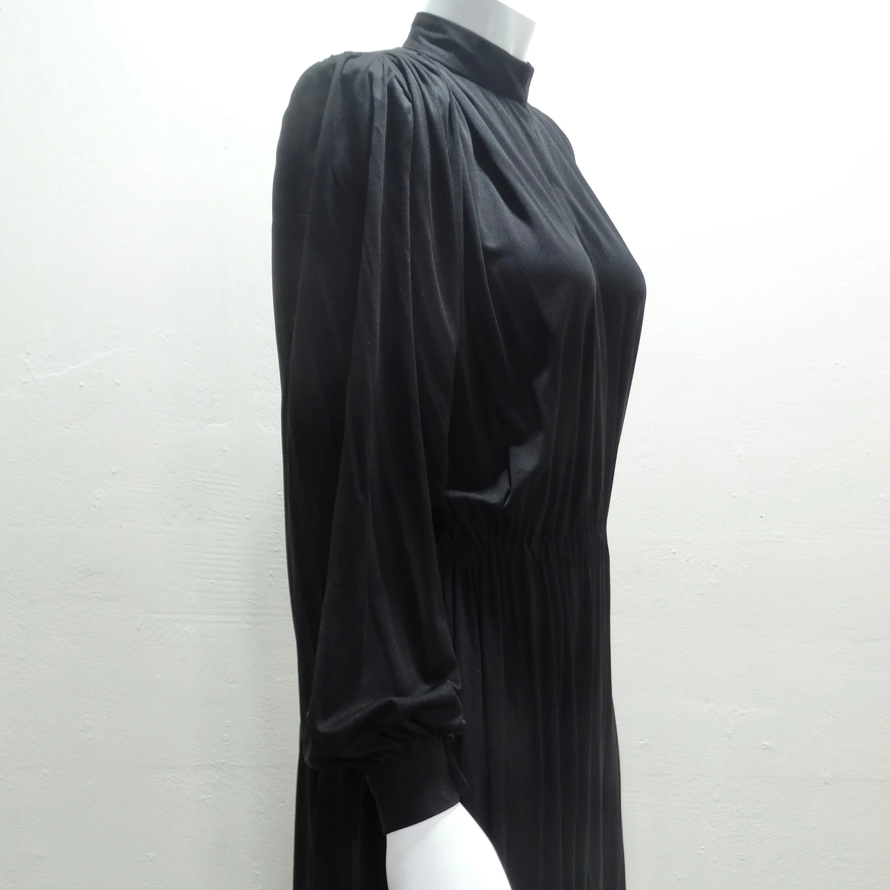 Gucci 1980s Black Silk Long Sleeve Gown