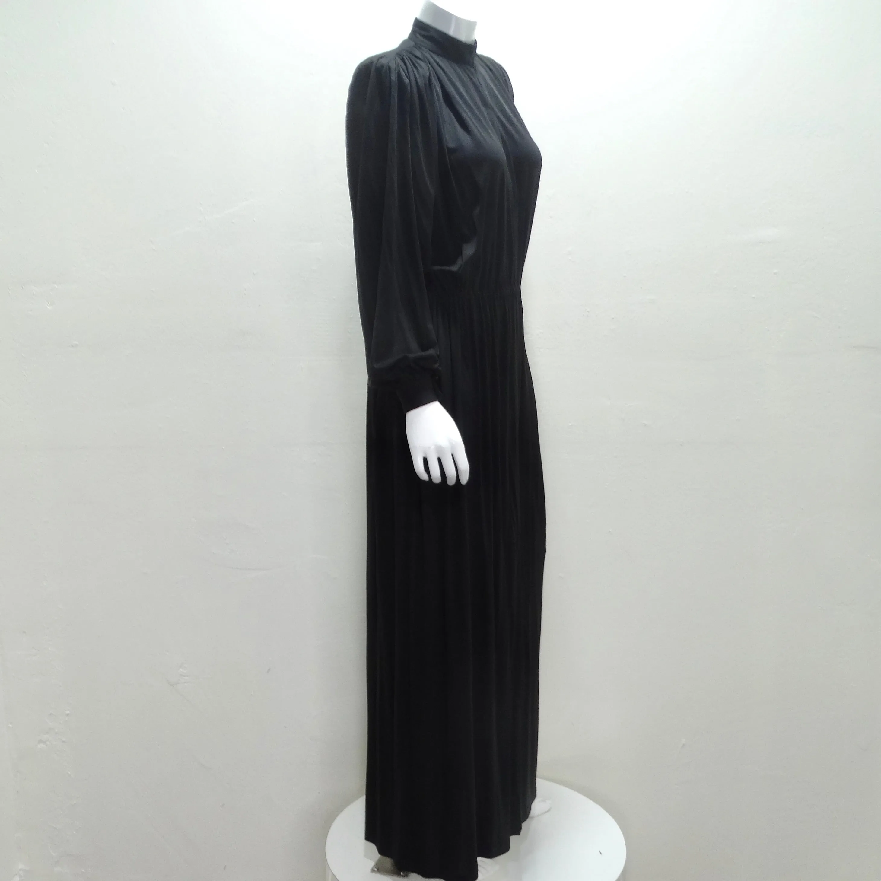 Gucci 1980s Black Silk Long Sleeve Gown