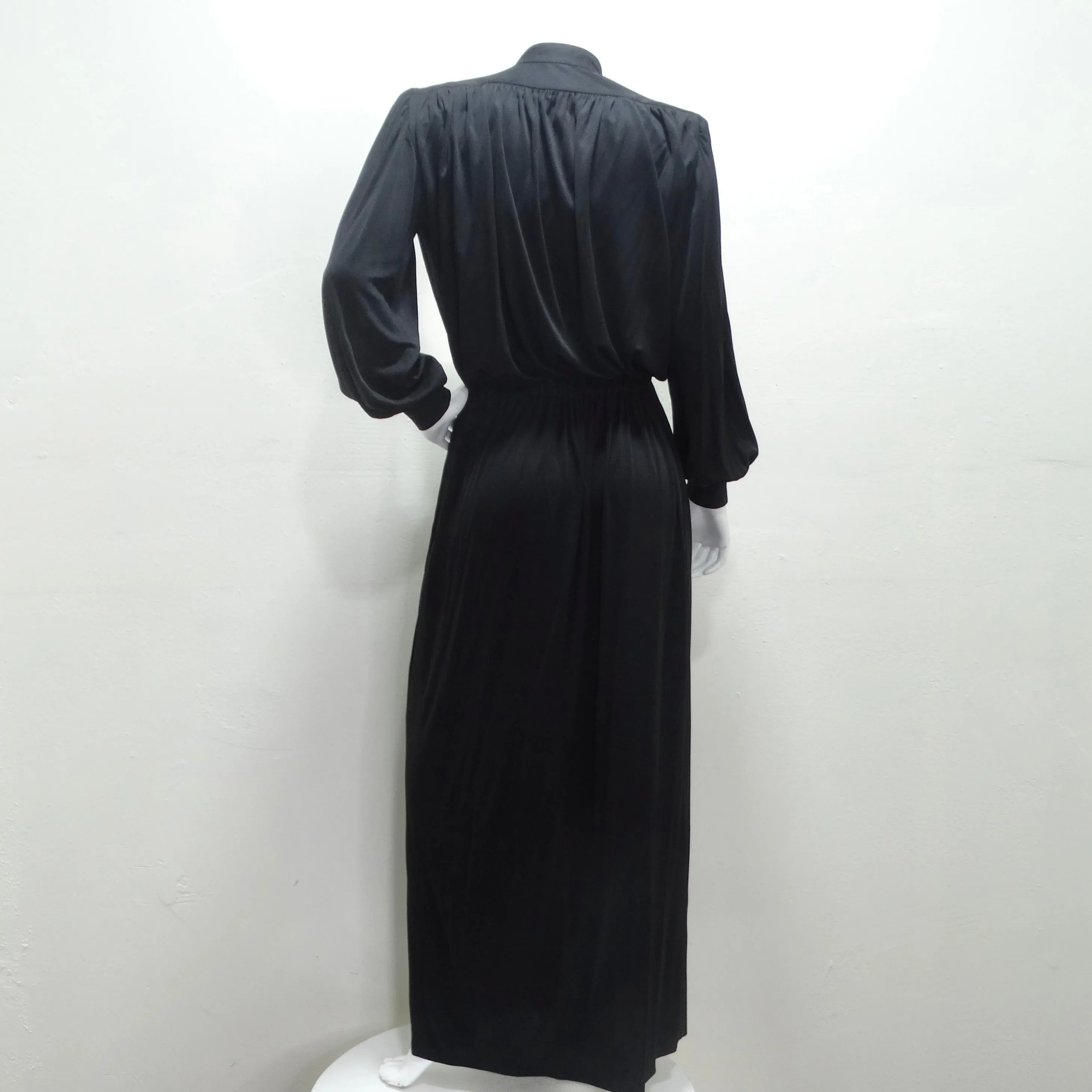 Gucci 1980s Black Silk Long Sleeve Gown