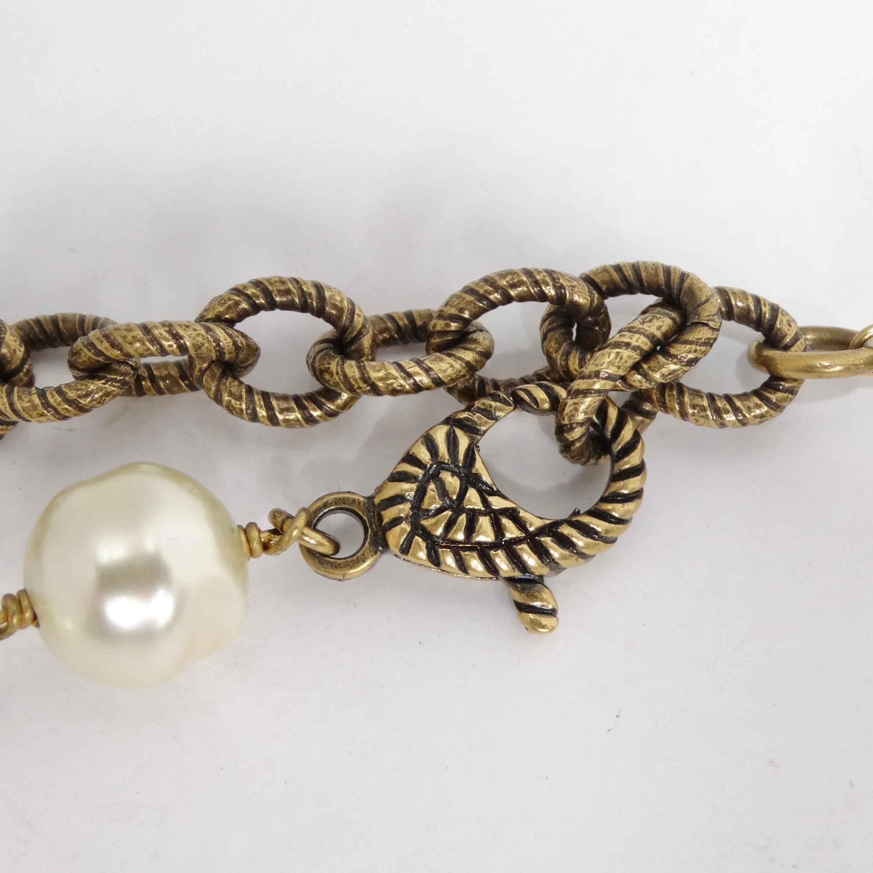 Gucci Multicolor Crystal Faux Pearl Logo Necklace & Earrings Set