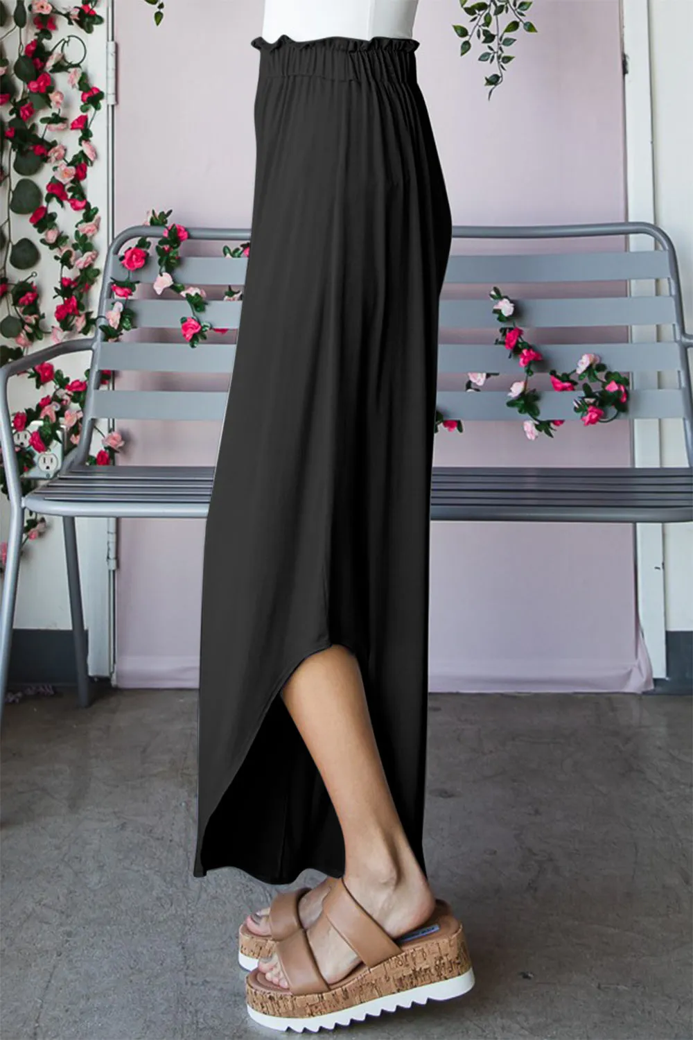 Heimish Frill Slit High Waist Wide Leg Pants