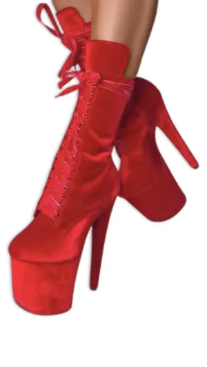 Hella Heels: BabyDoll Bad Blood Red Velvet 8" - INSTORE