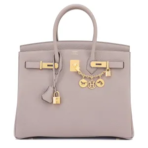 Hermes Gris Asphalte 35cm Birkin Togo Gold Hardware