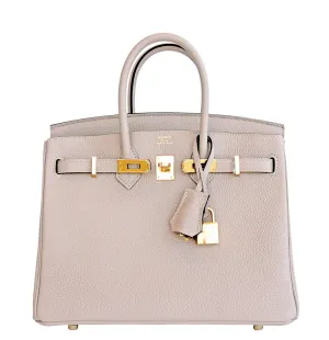 Hermes Gris Tourterelle Baby Birkin Dove Grey 25cm Togo Gold GHW Jewel