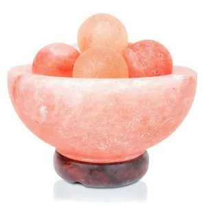 Himalayan Salt Warming Bowl with 6 Round Massage Stones