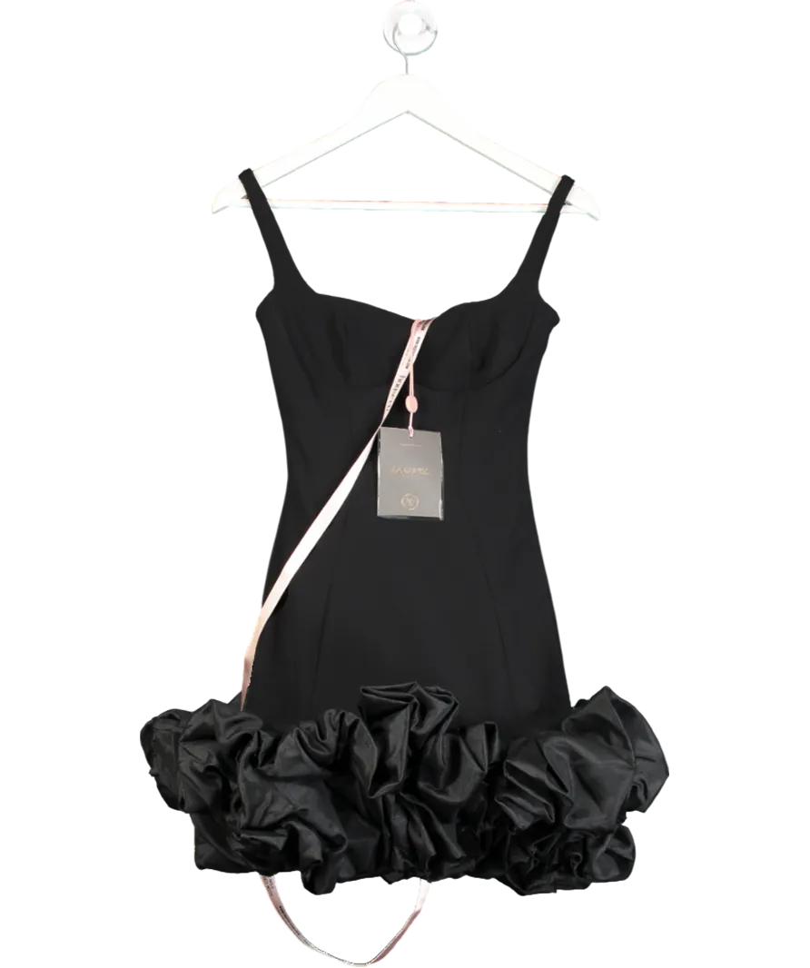 House of CB Black Lilou Ruffle Hem Dress UK XS