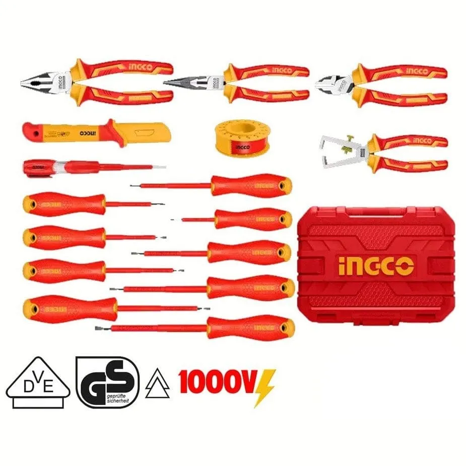 Ingco 16-Piece 1000V Insulated Hand Tools Set – VDE/GS Certified – HKITH1601