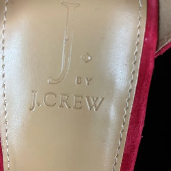J Crew Three Strap Scalloped Suede Heel