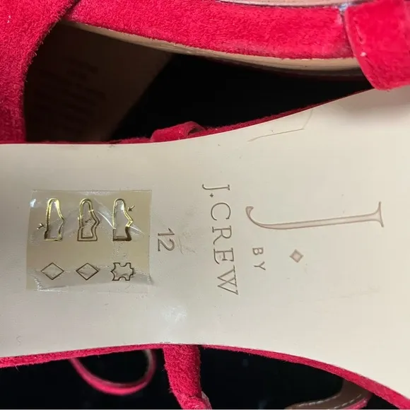 J Crew Three Strap Scalloped Suede Heel