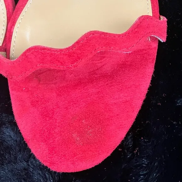 J Crew Three Strap Scalloped Suede Heel