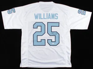 Javonte Williams Signed North Carolina Tar Heels White Jersey (Beckett) Broncos