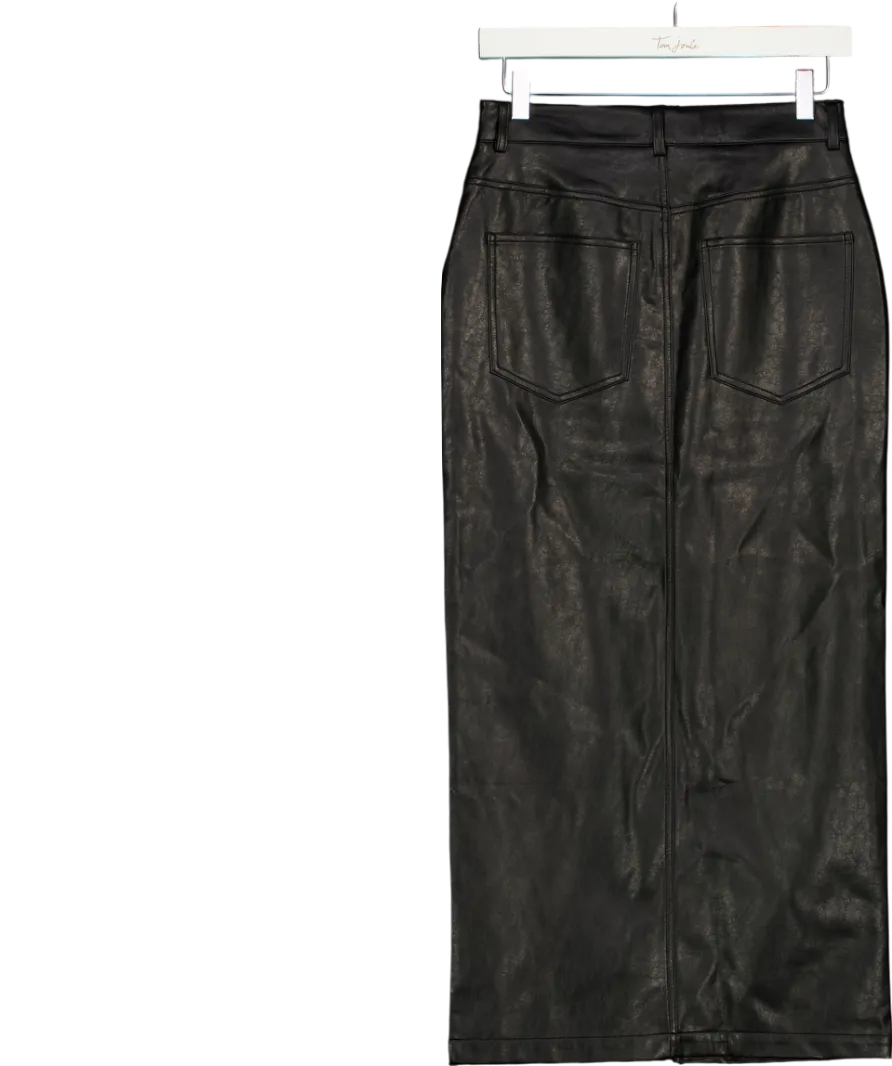 Karen Millen Black Faux Leather Pencil Maxi Skirt UK 8