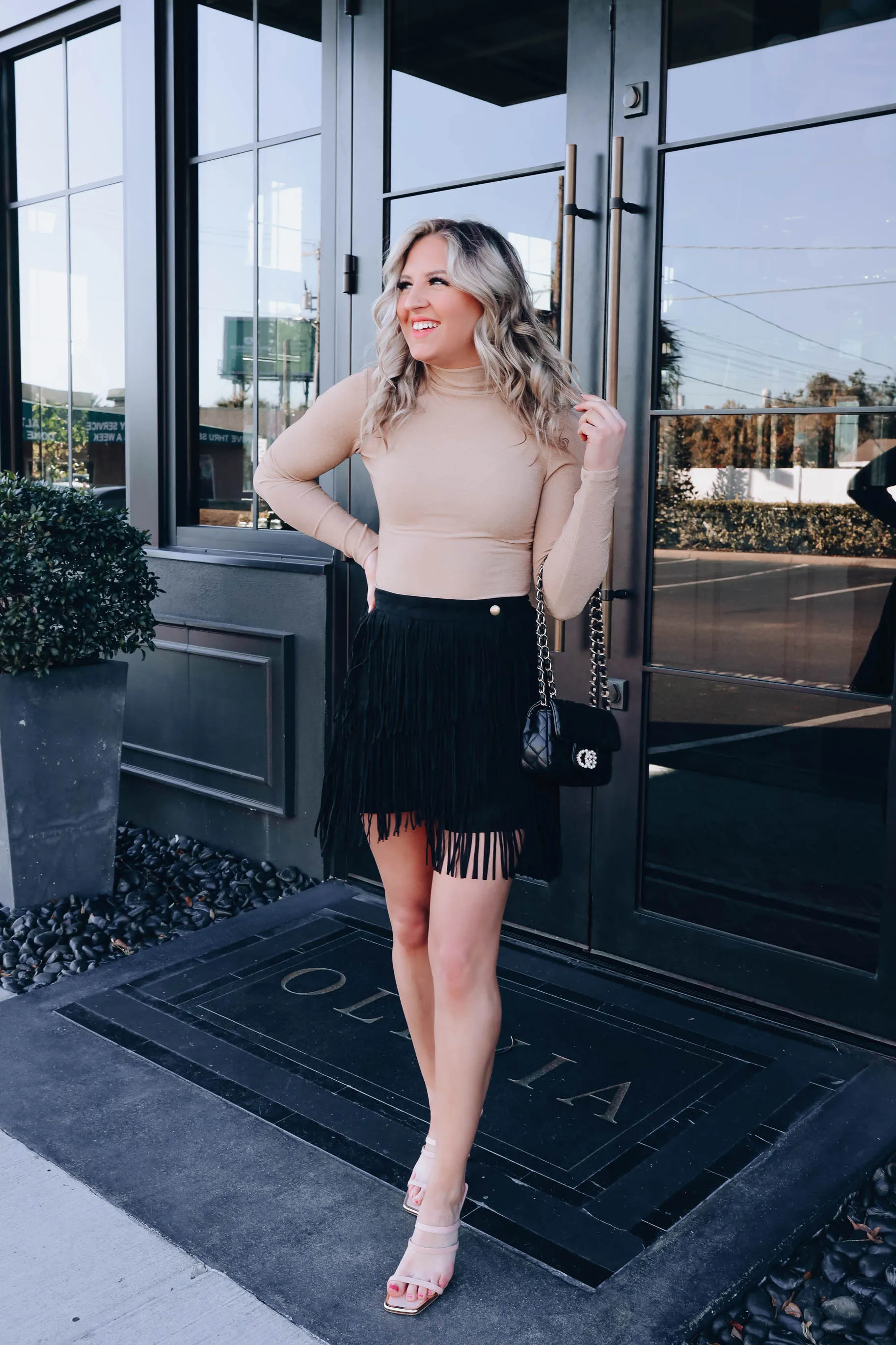 Kasey Wrap Fringe Skirt - Black