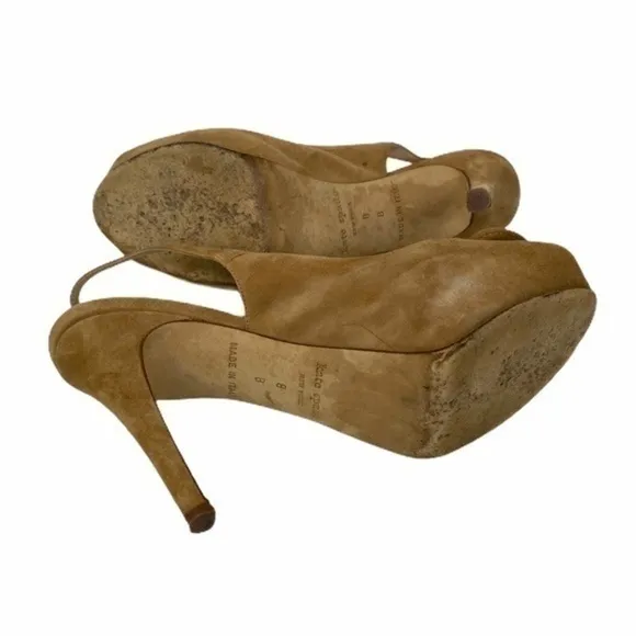 Kate Spade Flower Suede Tan Heels Size 8