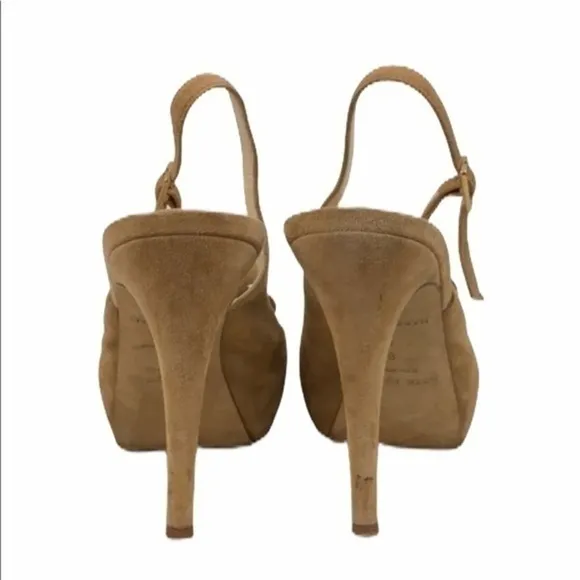 Kate Spade Flower Suede Tan Heels Size 8