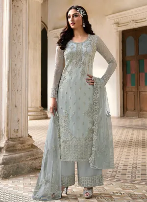 Light Grey Pakistani Designer Pant Style Suit