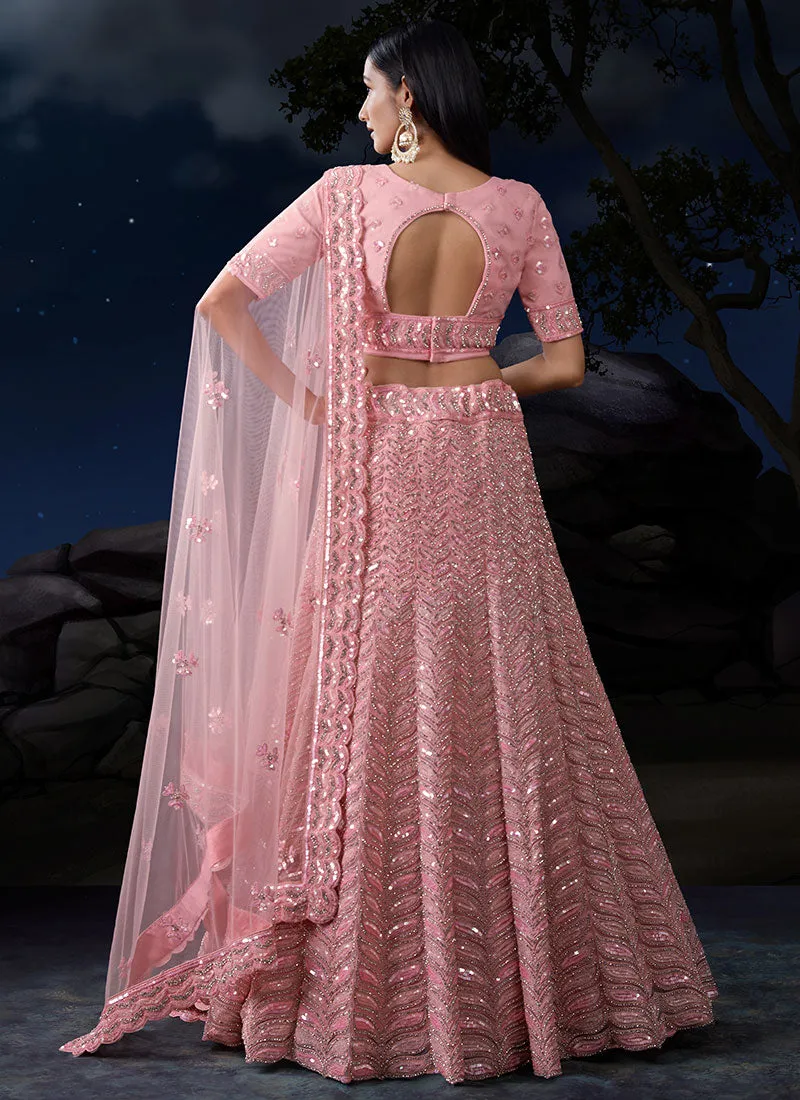 Light Pink Multi Embroidery Designer Wedding Lehenga Choli