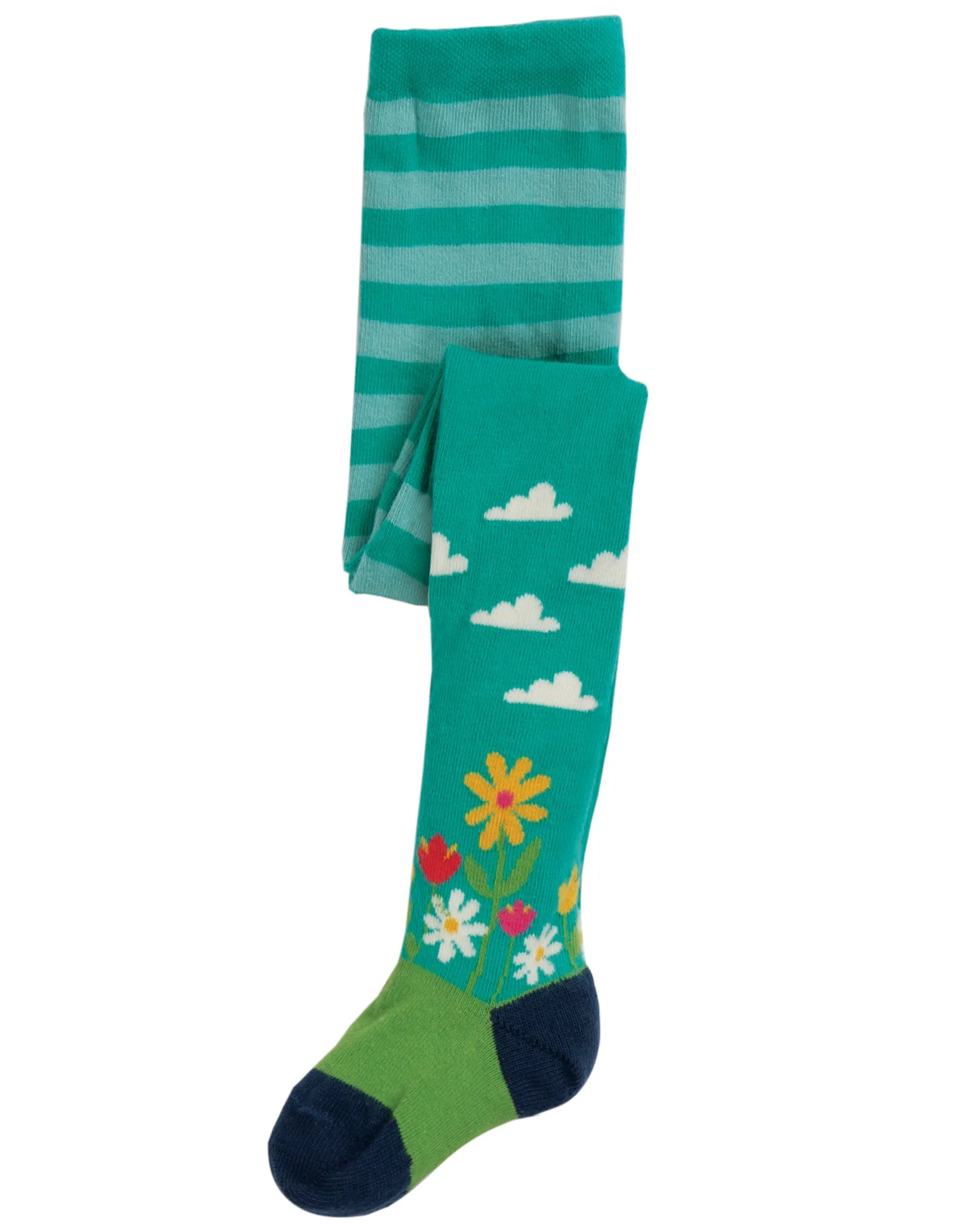 Little Norah Tights - Bright Aqua/Flower Garden