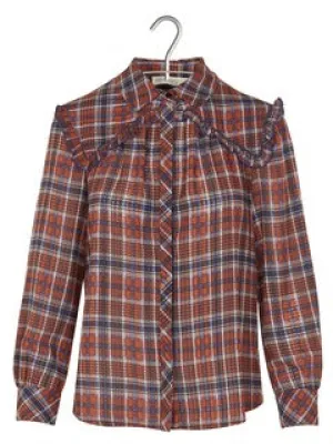 Long Sleeve Checkered Blouse