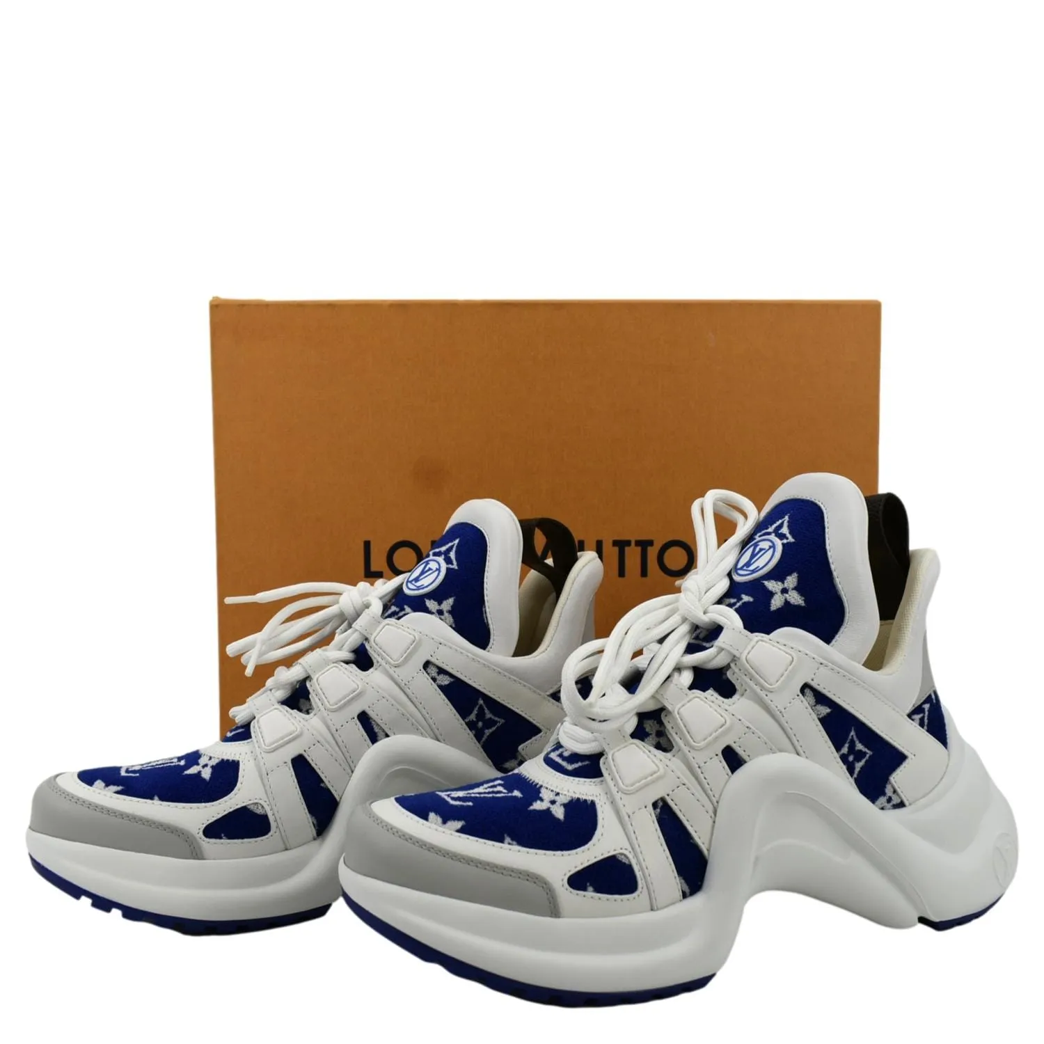 LOUIS VUITTON Archlight Sneakers Jacquard Leather White Size 38