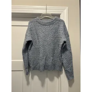 Magaschoni Alpaca Wool Blend Basketweave Chunky Knit Blue Sweater Size Medium