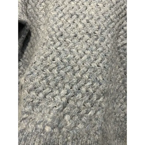 Magaschoni Alpaca Wool Blend Basketweave Chunky Knit Blue Sweater Size Medium