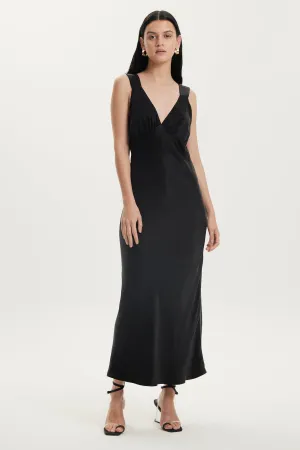 MAGNETIC CAMISOLE BIAS SLIP DRESS | BLACK