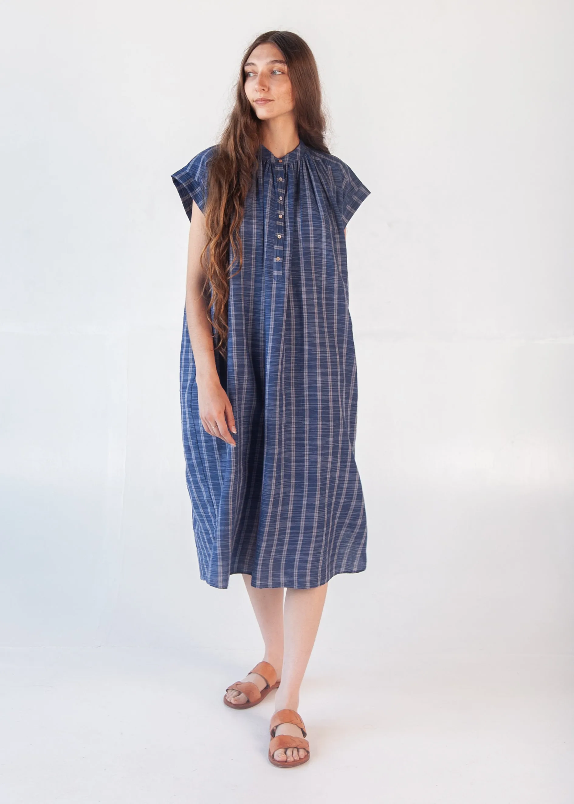 Maia Multi Pin Stripe Dress - Natural Indigo