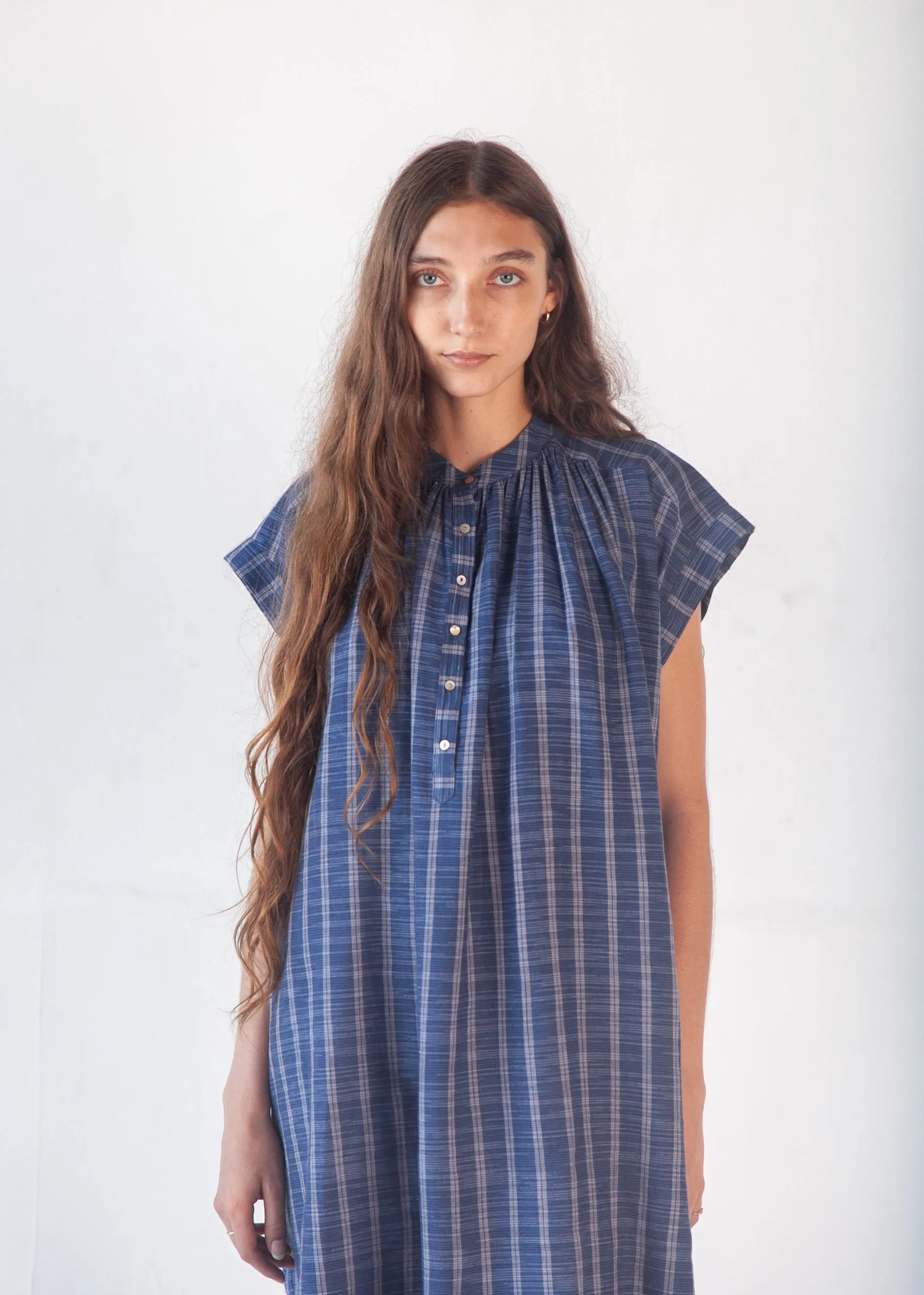 Maia Multi Pin Stripe Dress - Natural Indigo
