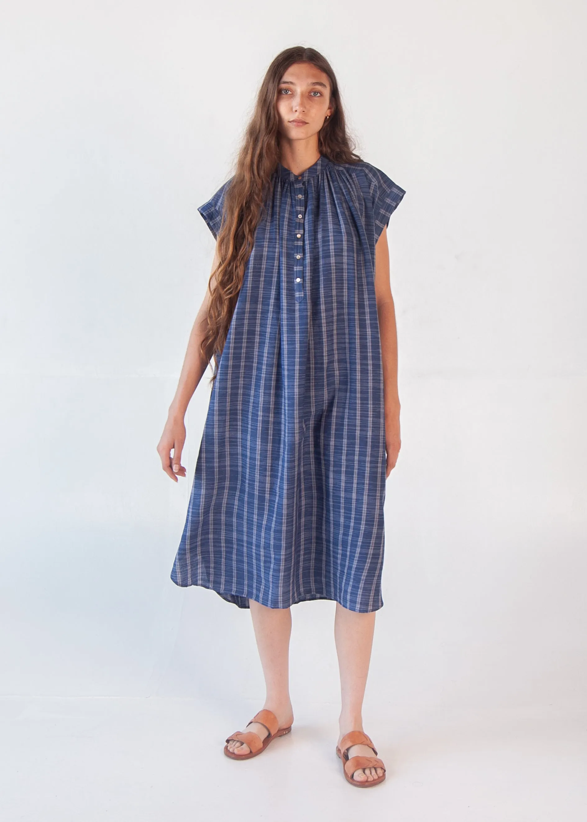 Maia Multi Pin Stripe Dress - Natural Indigo