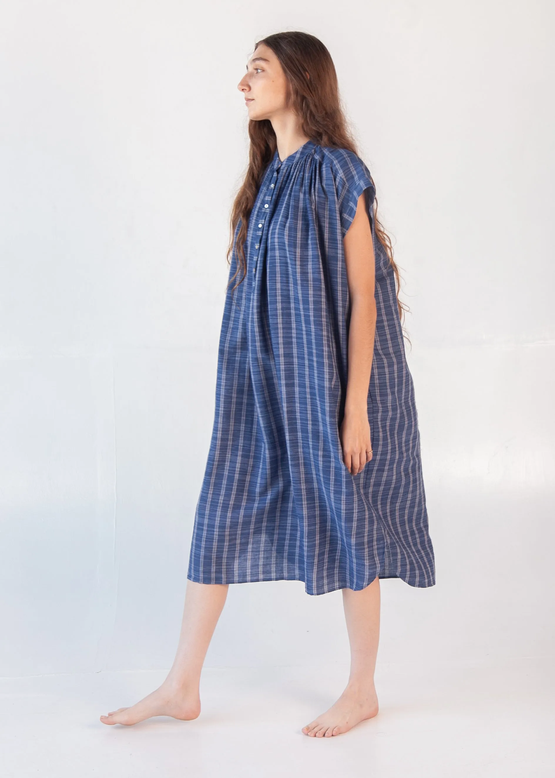 Maia Multi Pin Stripe Dress - Natural Indigo
