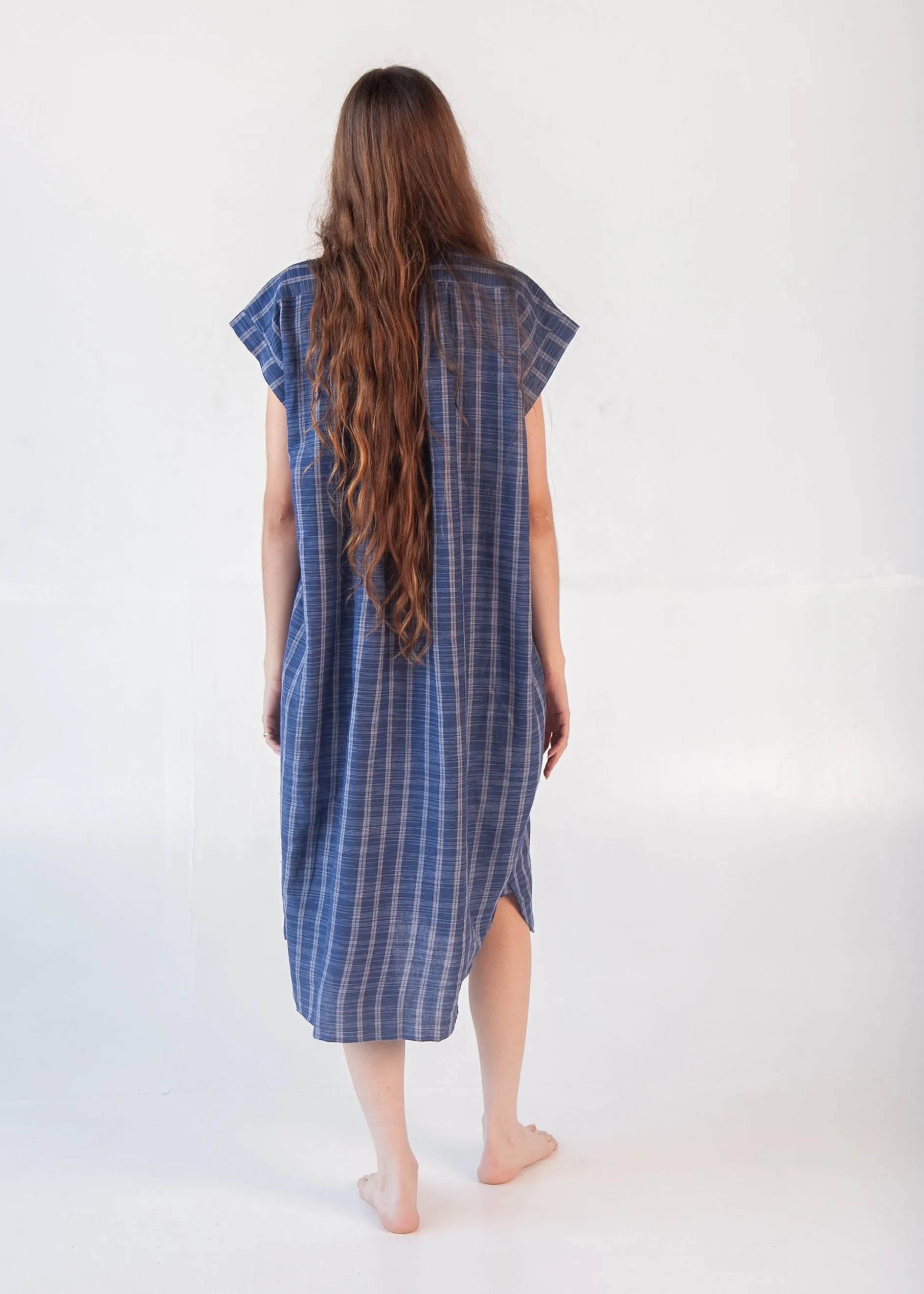 Maia Multi Pin Stripe Dress - Natural Indigo