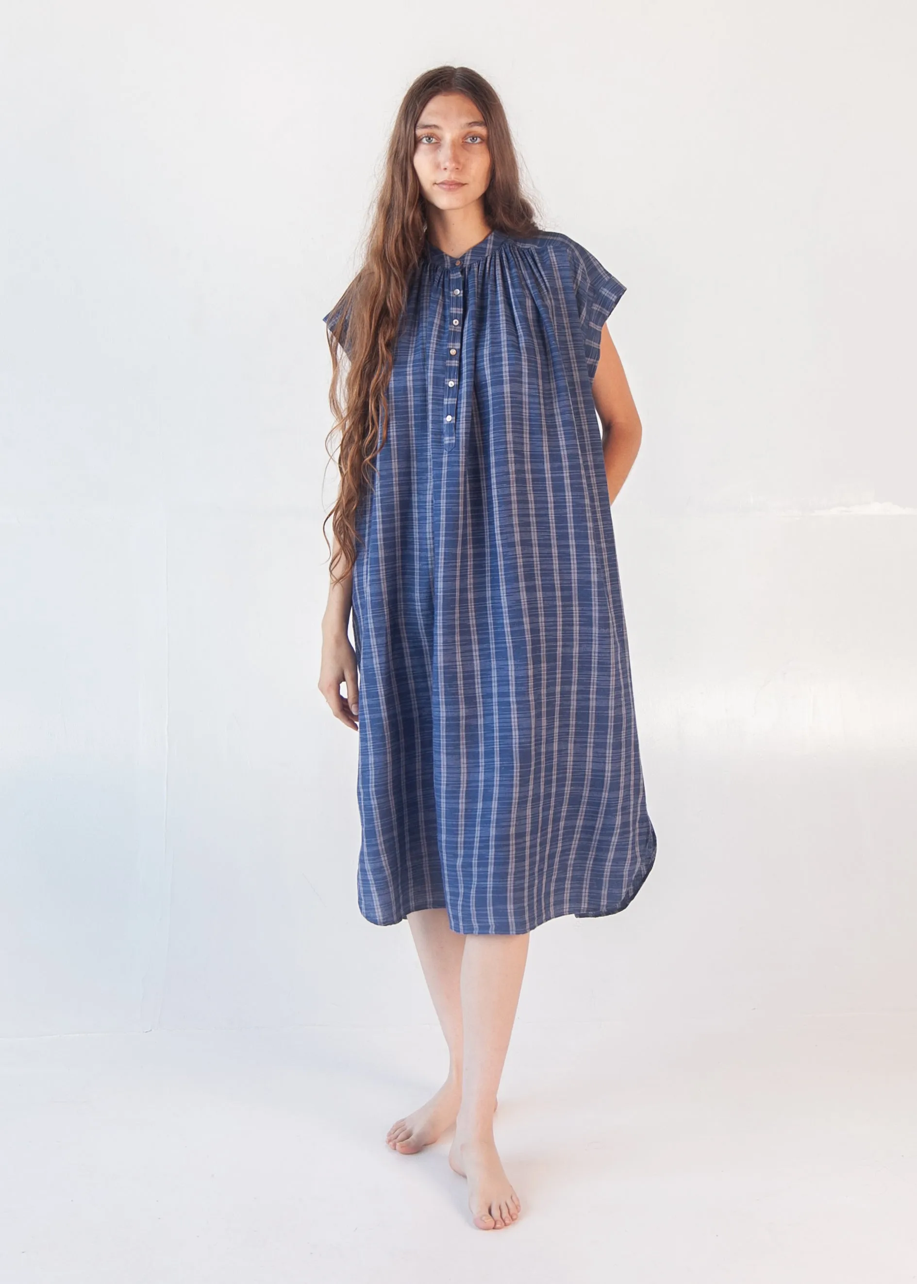 Maia Multi Pin Stripe Dress - Natural Indigo