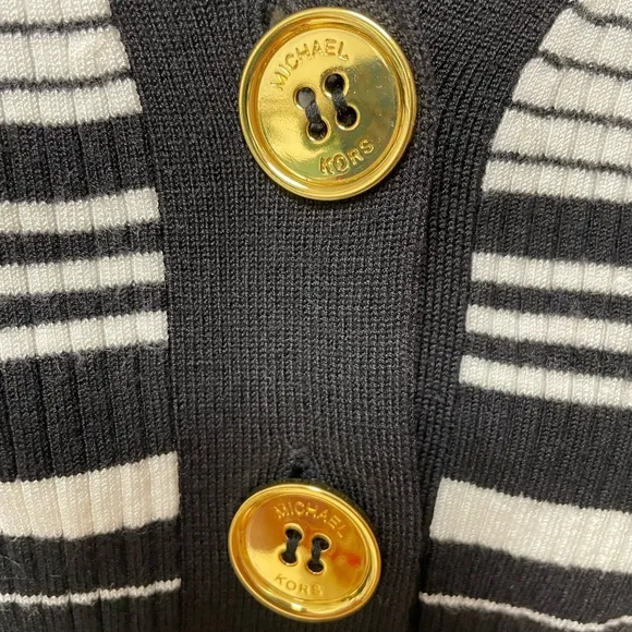 •MICHAEL KORS• striped button-down cardigan // striped sweater // shiny gold
