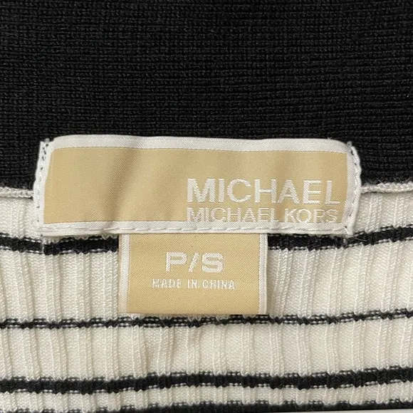•MICHAEL KORS• striped button-down cardigan // striped sweater // shiny gold