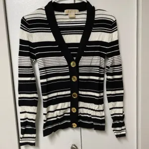 •MICHAEL KORS• striped button-down cardigan // striped sweater // shiny gold