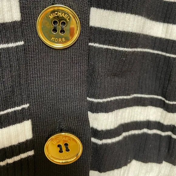 •MICHAEL KORS• striped button-down cardigan // striped sweater // shiny gold