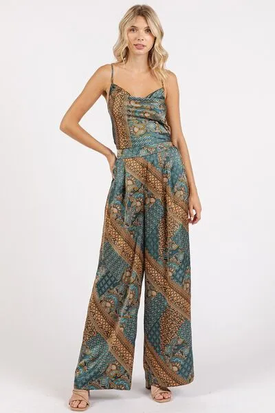 Mittoshop Paisley Patchwork Print Satin Wide Leg Pants