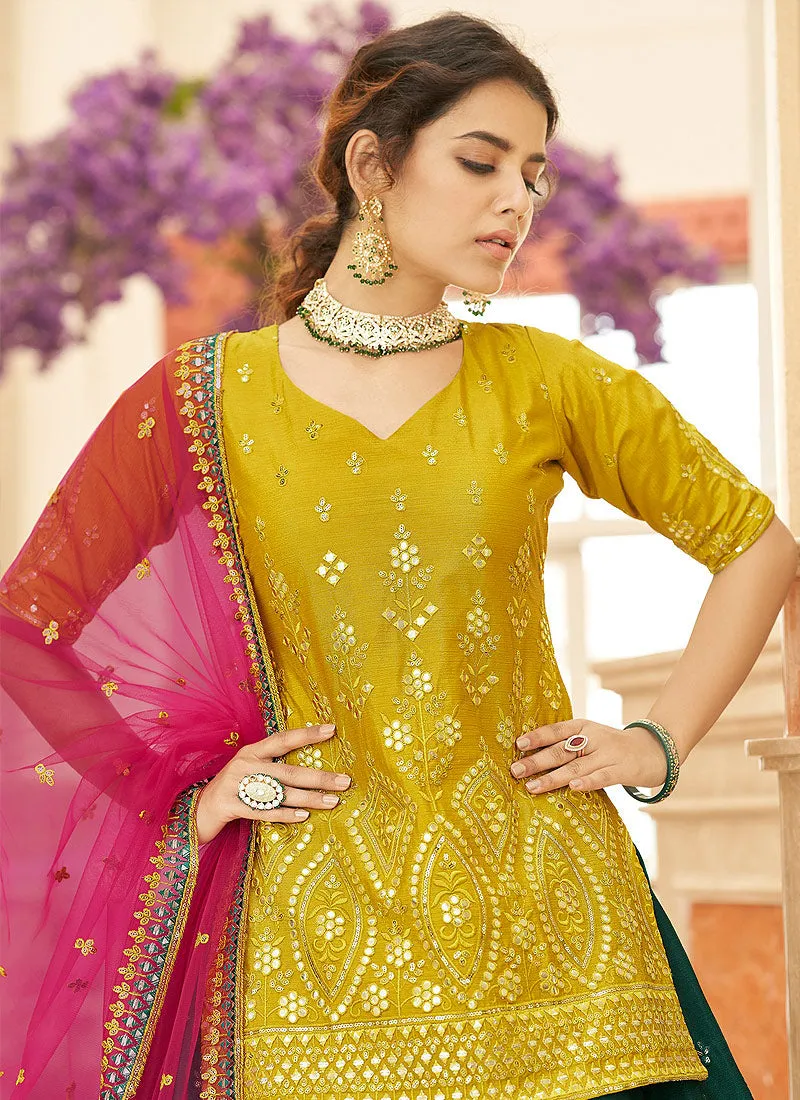 Multi Coloured Embroidered Lehenga Kurti