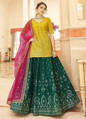 Multi Coloured Embroidered Lehenga Kurti