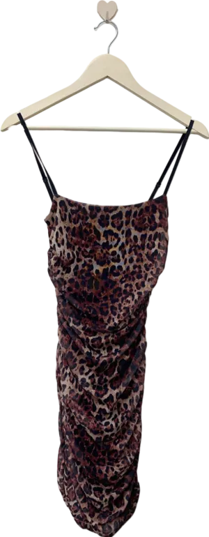 Nasty Gal Leopard Print Ruched Mini Dress UK S