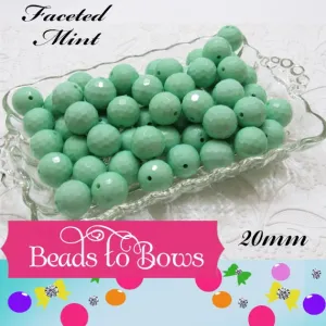 NEW 20mm Faceted Mint Disco Bubblegum Bead, Chunky Beads, Round Acrylic Beads, Chunky Bead Supply, Bubblegum Necklace Supply Beads
