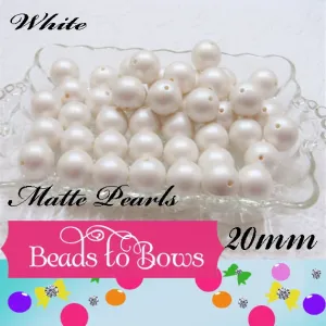 NEW 20mm Matte White Pearls,  Bubblegum Beads, Chunky Gumball Beads,  Matte Pearls, Acrylic  Beads, Chunky Pearl