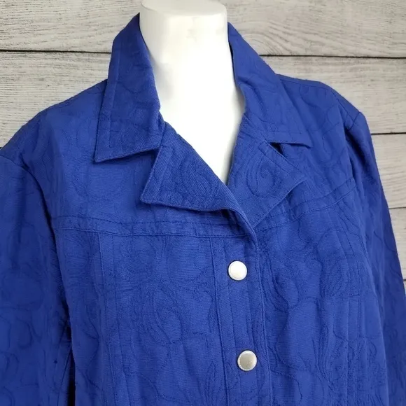 NEW Coldwater Creek 14 Textured Jacquard Jacket 3/4 Sleeves