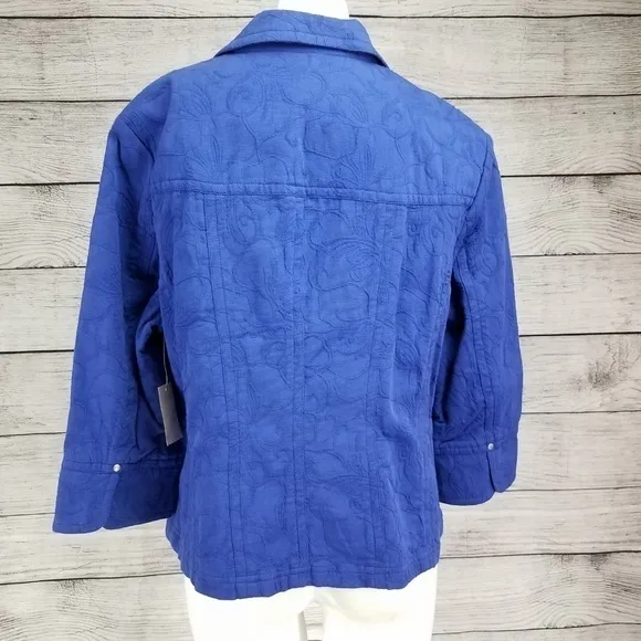 NEW Coldwater Creek 14 Textured Jacquard Jacket 3/4 Sleeves