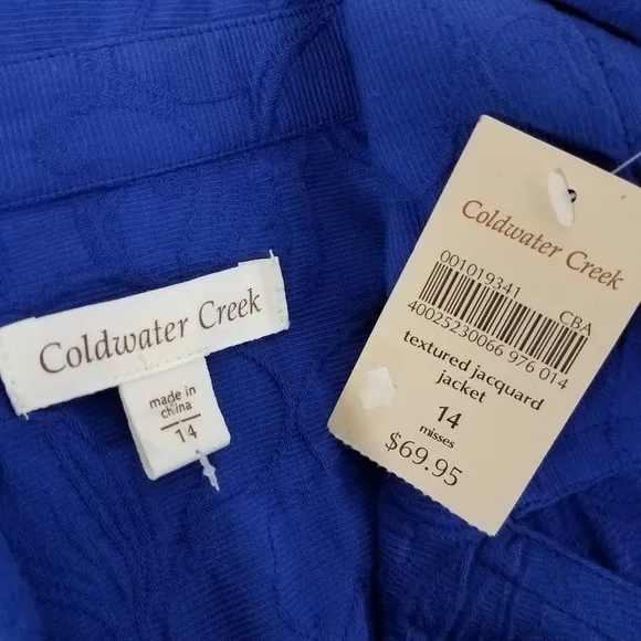 NEW Coldwater Creek 14 Textured Jacquard Jacket 3/4 Sleeves